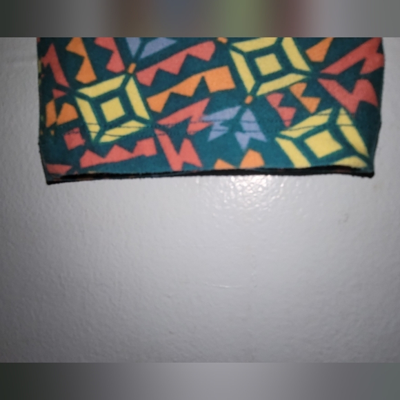 LuLaRoe Tall Curvy TC Leggings blue orange geometric design - Picture 6 of 9